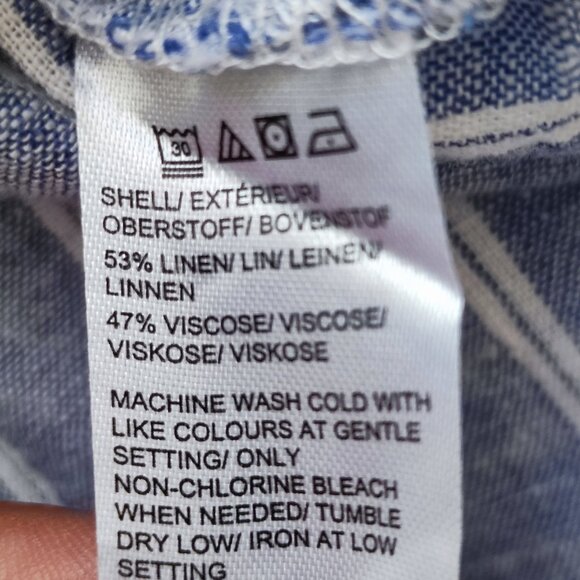 Lord And Taylor Midi Dress women's size L bluish grey white stripes sleeveless - Picture 6 of 11